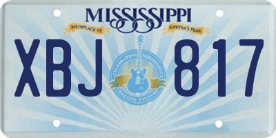 MS license plate XBJ817