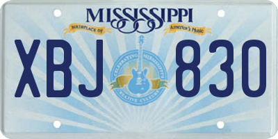 MS license plate XBJ830