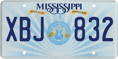 MS license plate XBJ832