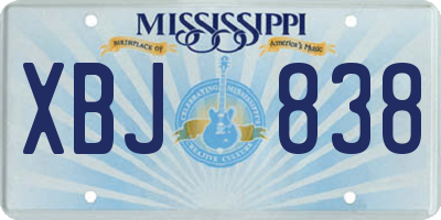 MS license plate XBJ838