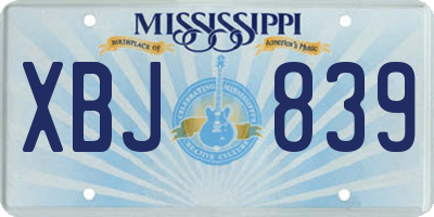 MS license plate XBJ839