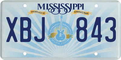 MS license plate XBJ843