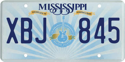 MS license plate XBJ845