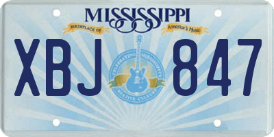 MS license plate XBJ847