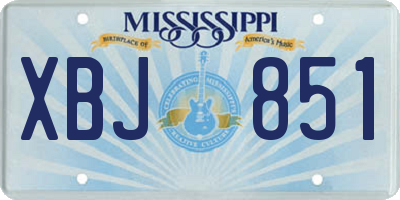 MS license plate XBJ851