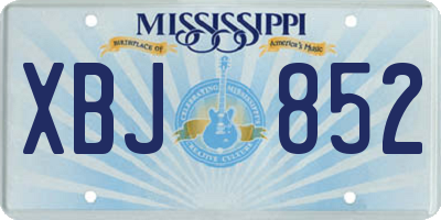 MS license plate XBJ852