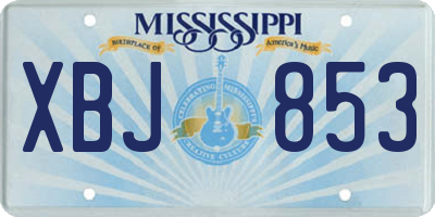MS license plate XBJ853