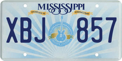 MS license plate XBJ857