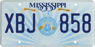 MS license plate XBJ858