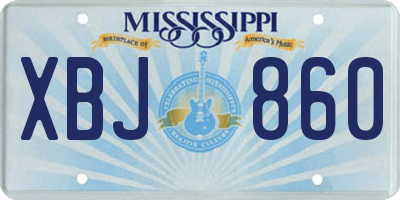 MS license plate XBJ860