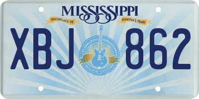 MS license plate XBJ862