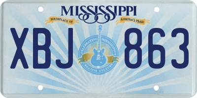 MS license plate XBJ863