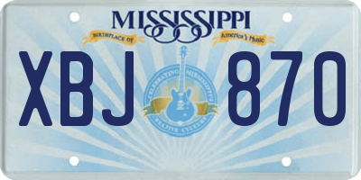MS license plate XBJ870