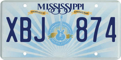 MS license plate XBJ874