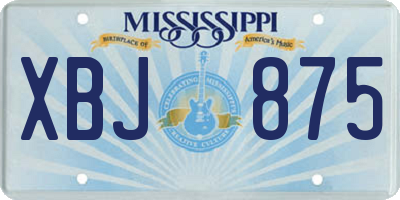 MS license plate XBJ875