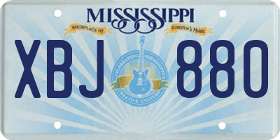 MS license plate XBJ880
