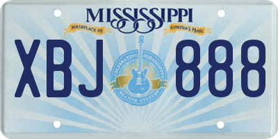 MS license plate XBJ888