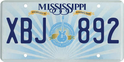 MS license plate XBJ892