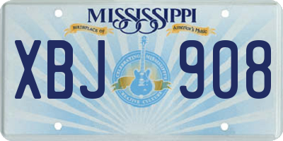 MS license plate XBJ908