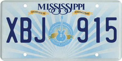 MS license plate XBJ915