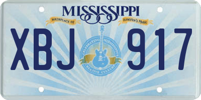 MS license plate XBJ917