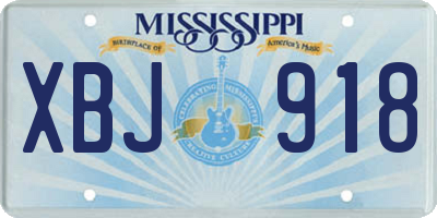 MS license plate XBJ918