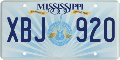 MS license plate XBJ920