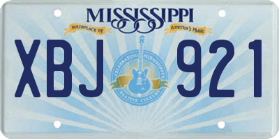 MS license plate XBJ921