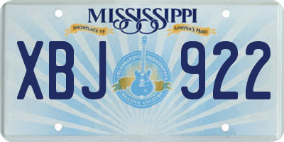 MS license plate XBJ922