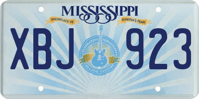 MS license plate XBJ923