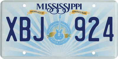 MS license plate XBJ924