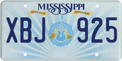 MS license plate XBJ925