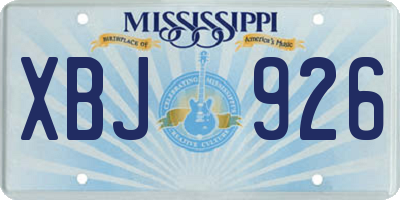 MS license plate XBJ926