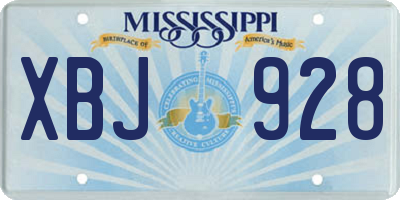 MS license plate XBJ928
