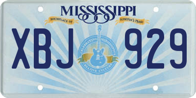 MS license plate XBJ929