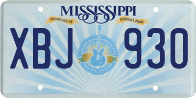 MS license plate XBJ930