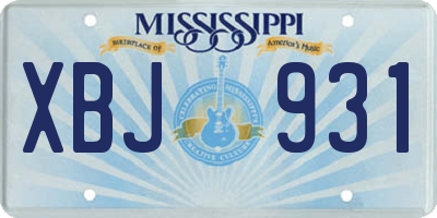 MS license plate XBJ931