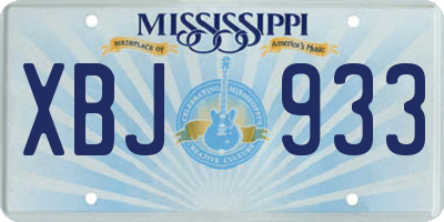 MS license plate XBJ933