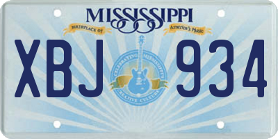 MS license plate XBJ934