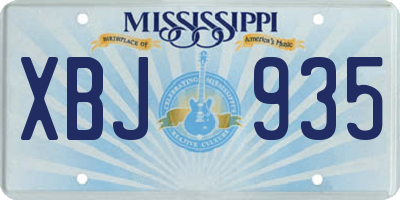 MS license plate XBJ935