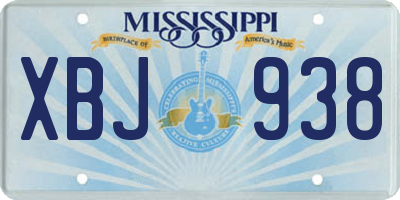 MS license plate XBJ938