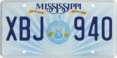 MS license plate XBJ940