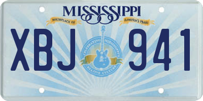 MS license plate XBJ941