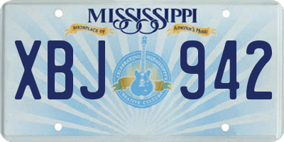 MS license plate XBJ942