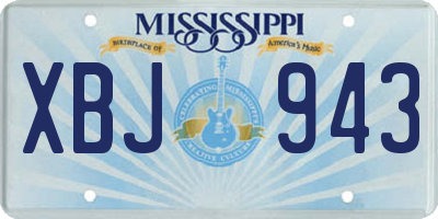MS license plate XBJ943
