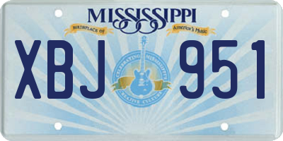 MS license plate XBJ951