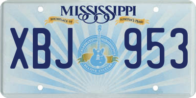 MS license plate XBJ953