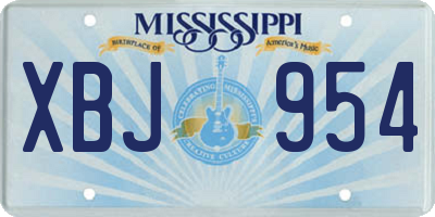 MS license plate XBJ954