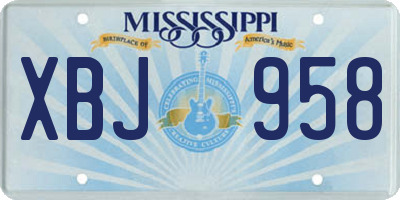 MS license plate XBJ958