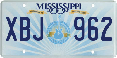MS license plate XBJ962